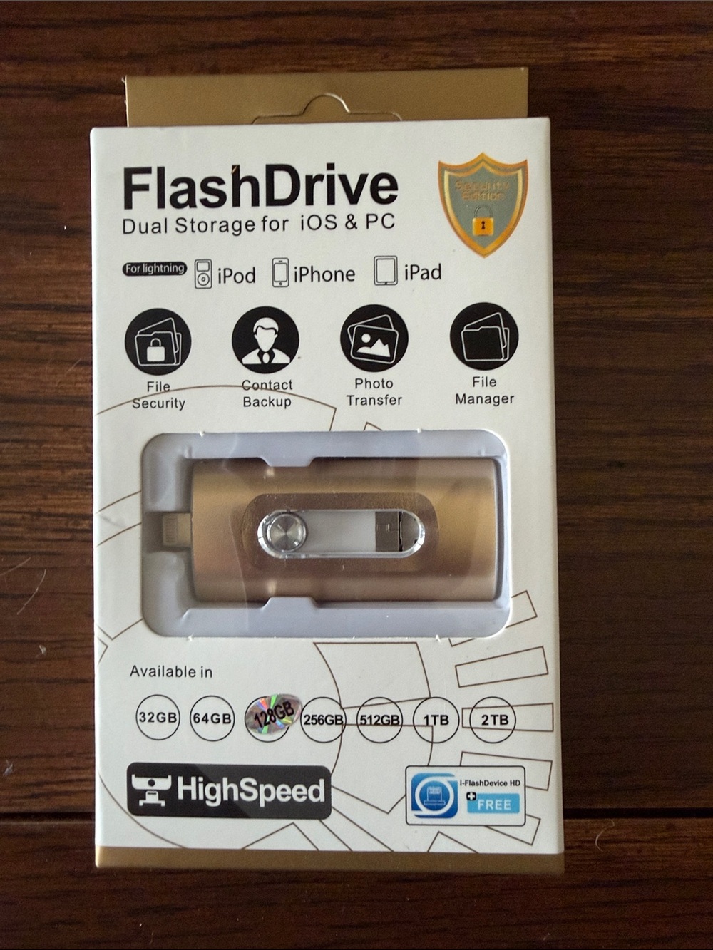 FlashDrive Dual Storage Lightning USB - Gold